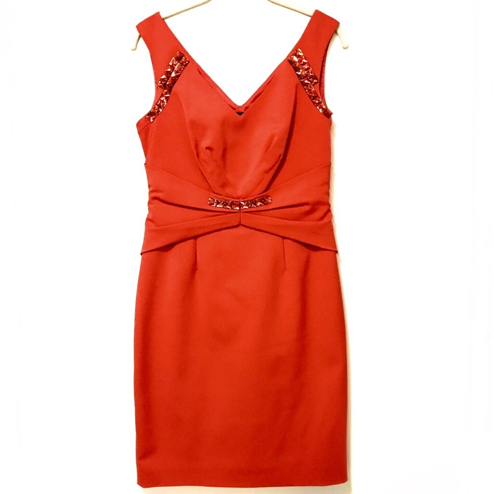 Bight Red Summer Wedding Party Dress w. Stones - Size 8